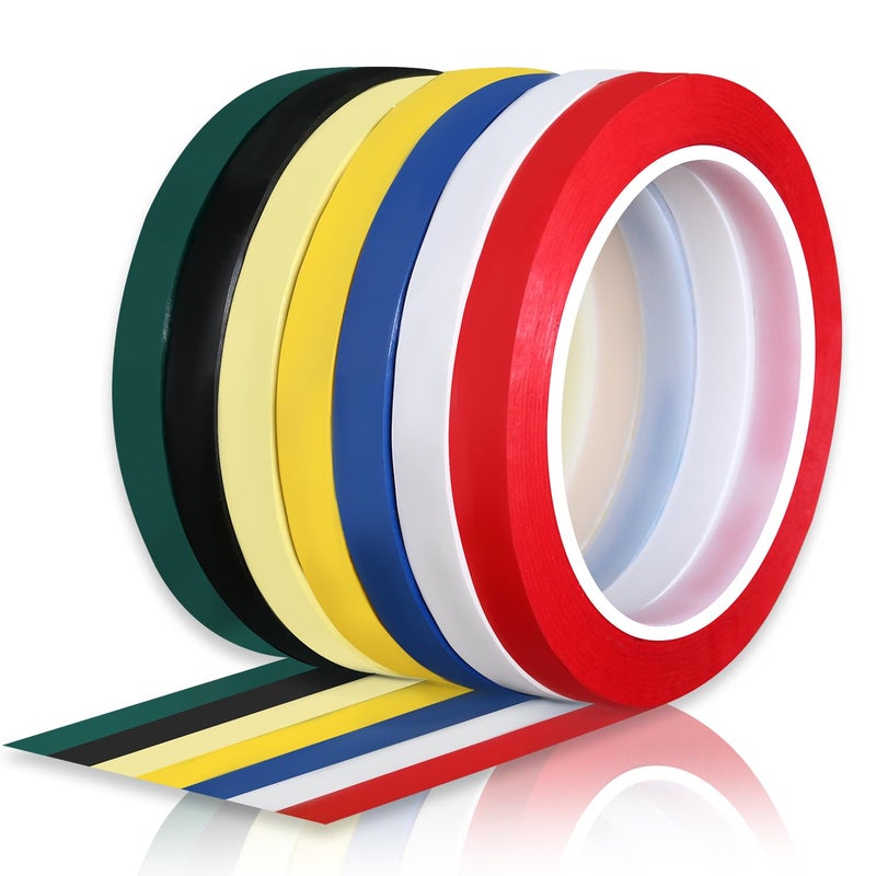 QIMAOO 15 Rolls 1/4" Pinstripe Tape Whiteboard Tape Line, 6mm Thin Dry Erase Board Tape Lines for Graphic Chart Art Tape Grid Marking, 216ft Per Roll - Image 1